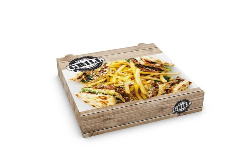 QT22G-22Χ22Χ4 Κoυτί Ψητοπωλείου GRILL / BON APETIT για Μεγάλη Σκεπαστή Πίτα Τ26 (26x26x4) - Image 1